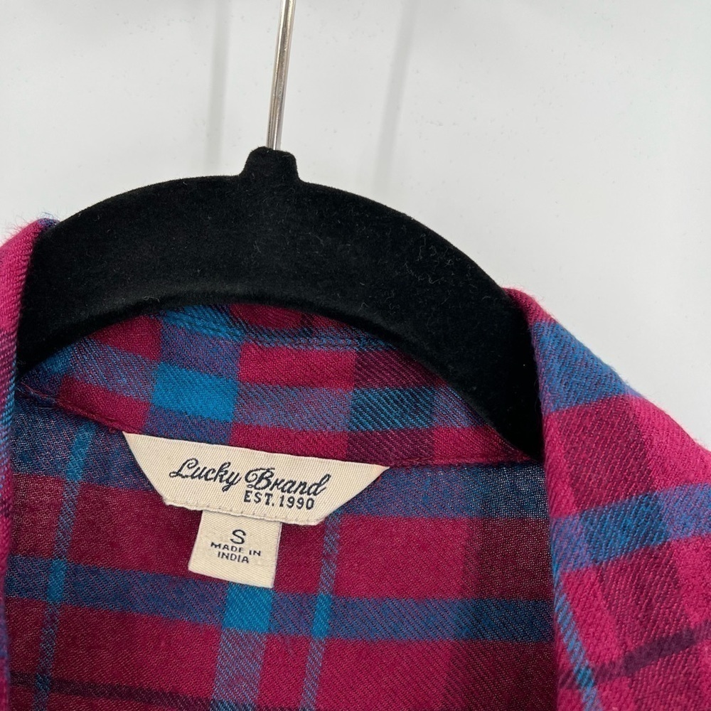 Lucky Brand Plaid Button Down Flannel Made in India Ladies Size SP - Picture 3 of 5